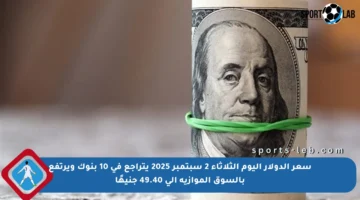 سعر الدولار اليوم الثلاثاء 2 سبتمبر 2025 يتراجع في 10 بنوك ويرتفع بالسوق الموازية إلى 49.40 جنيهًا